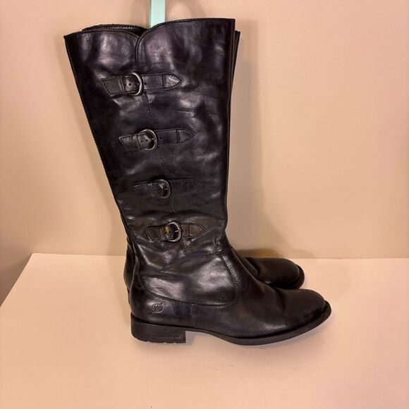 Born Black Leather Buckle Side Riding Boots Size 9.5 - Picture 2 of 12